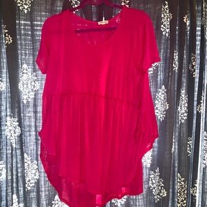 Hot Pink Sz XL Swing Blouse w/ Pockets